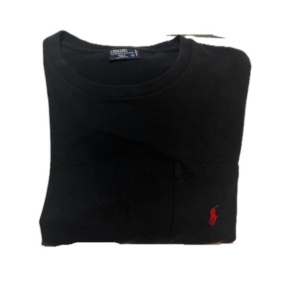 Ralph Lauren Pony Logo Men's Black Tee Shirt with Pocket Size M 100% Cotton - Picture 7 of 7